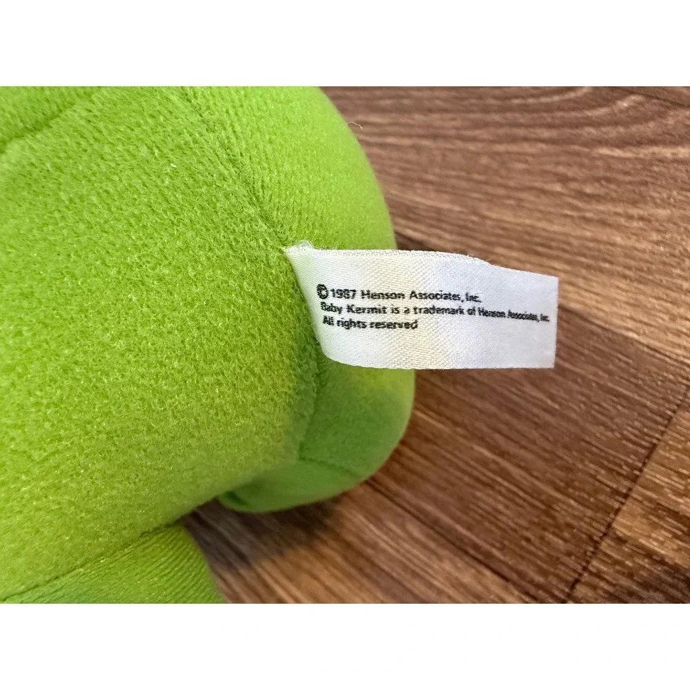 Vintage 1987 Jim Henson Baby Kermit the Frog Plush Muppet Babies 80s Toy Green